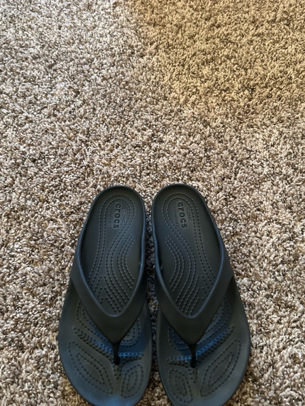 CROCS Men’s Black Flip-Flop Sandals - Comfort Footbed